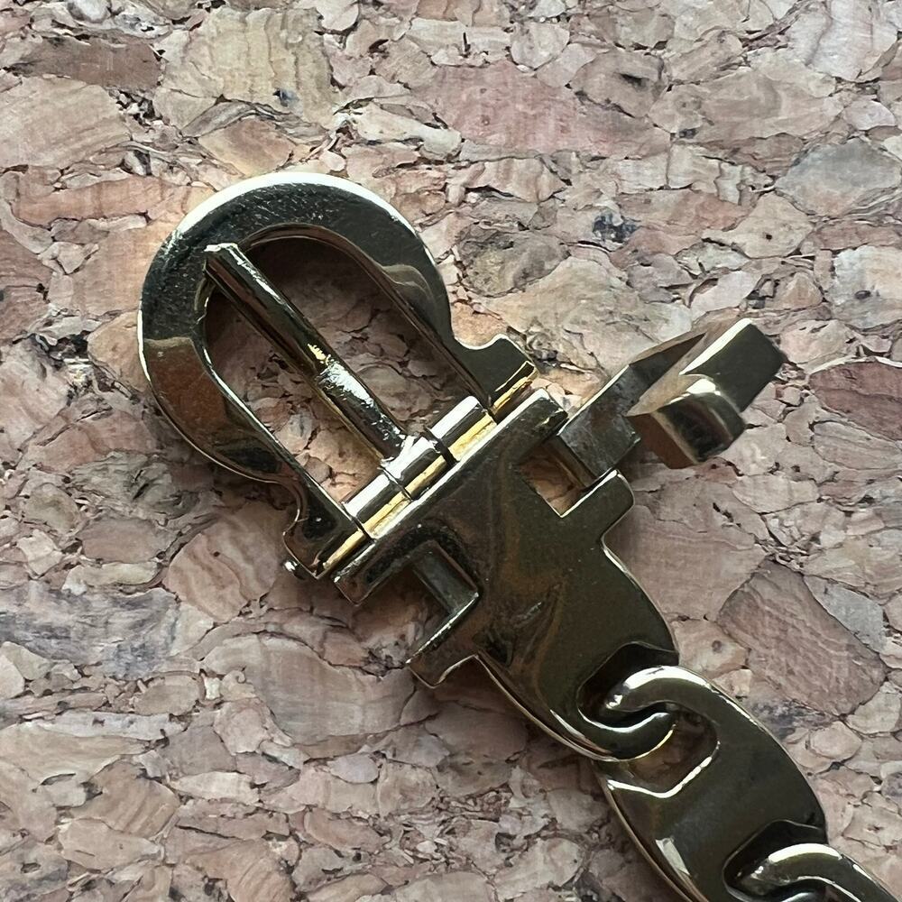 Ferragamo Gold Vara Buckle Interlinked Chain Bracelet Mint Rare - Picture 7 of 9